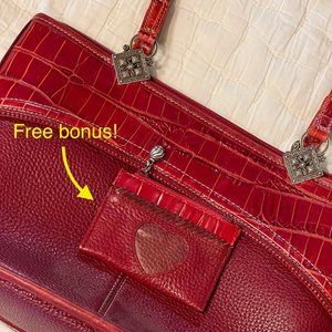 Brighton Red Pebble Leather Shoulder Bag +BONUS!